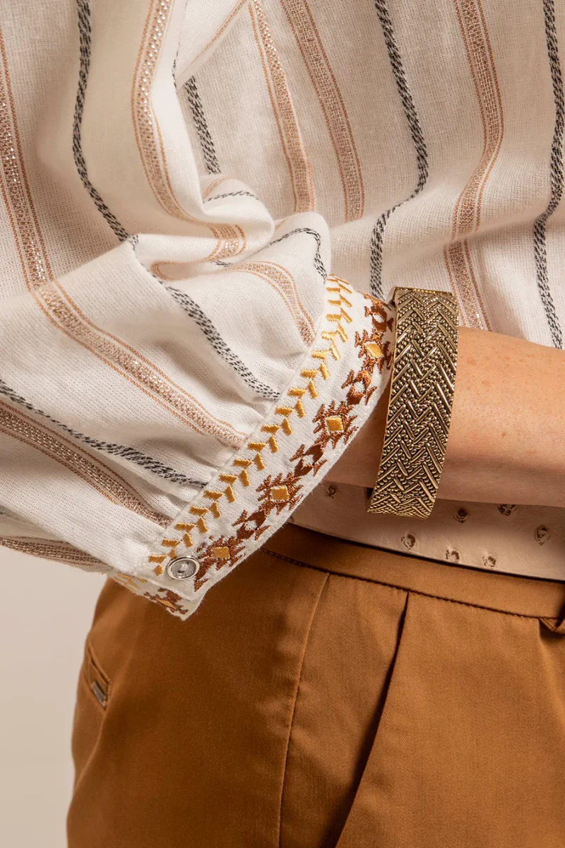Blouse bohème noir et camel – Image 4