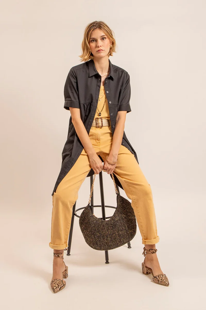 Pantalon large coloris paille – Image 6