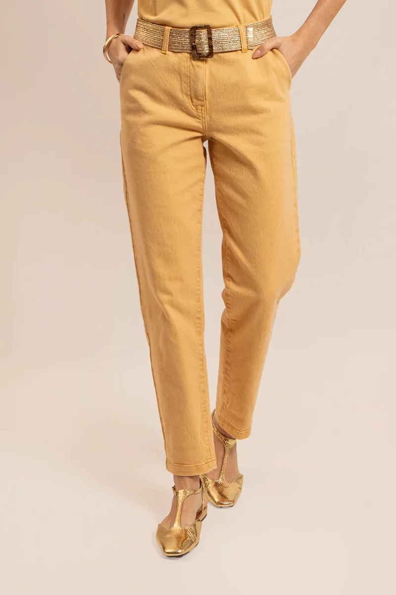 Pantalon large coloris paille – Image 3