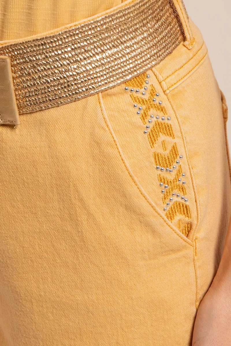Pantalon large coloris paille – Image 4