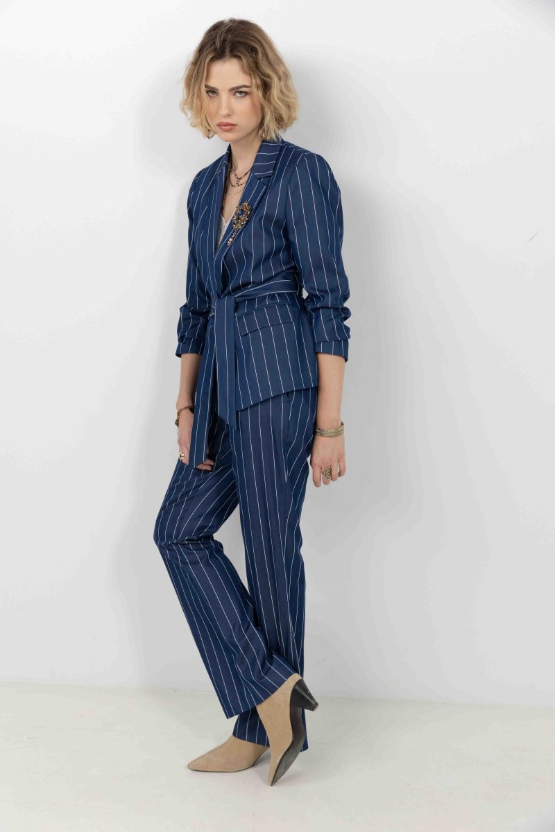 Veste rayée bleu foncé esprit tailleur – Image 4