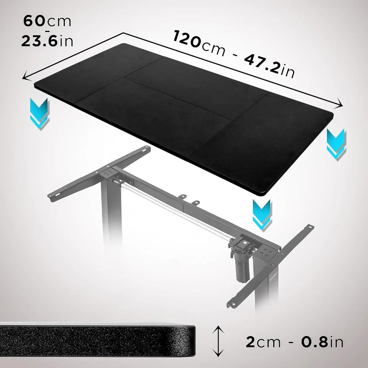 Duronic TT120 BK Plateau pour Bureau Assis Debout de 120 x 60 x 2 cm | Compatible avec la plupart des Structures Assis Debout | Idéal pour Poste de travail à domicile ou bureau – Image 4