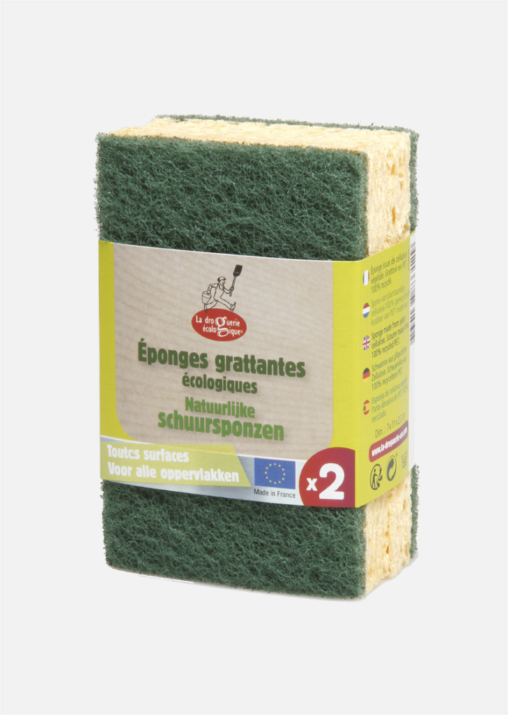 Eponges grattantes écologiques marron & verte – lot de 2 – Image 3